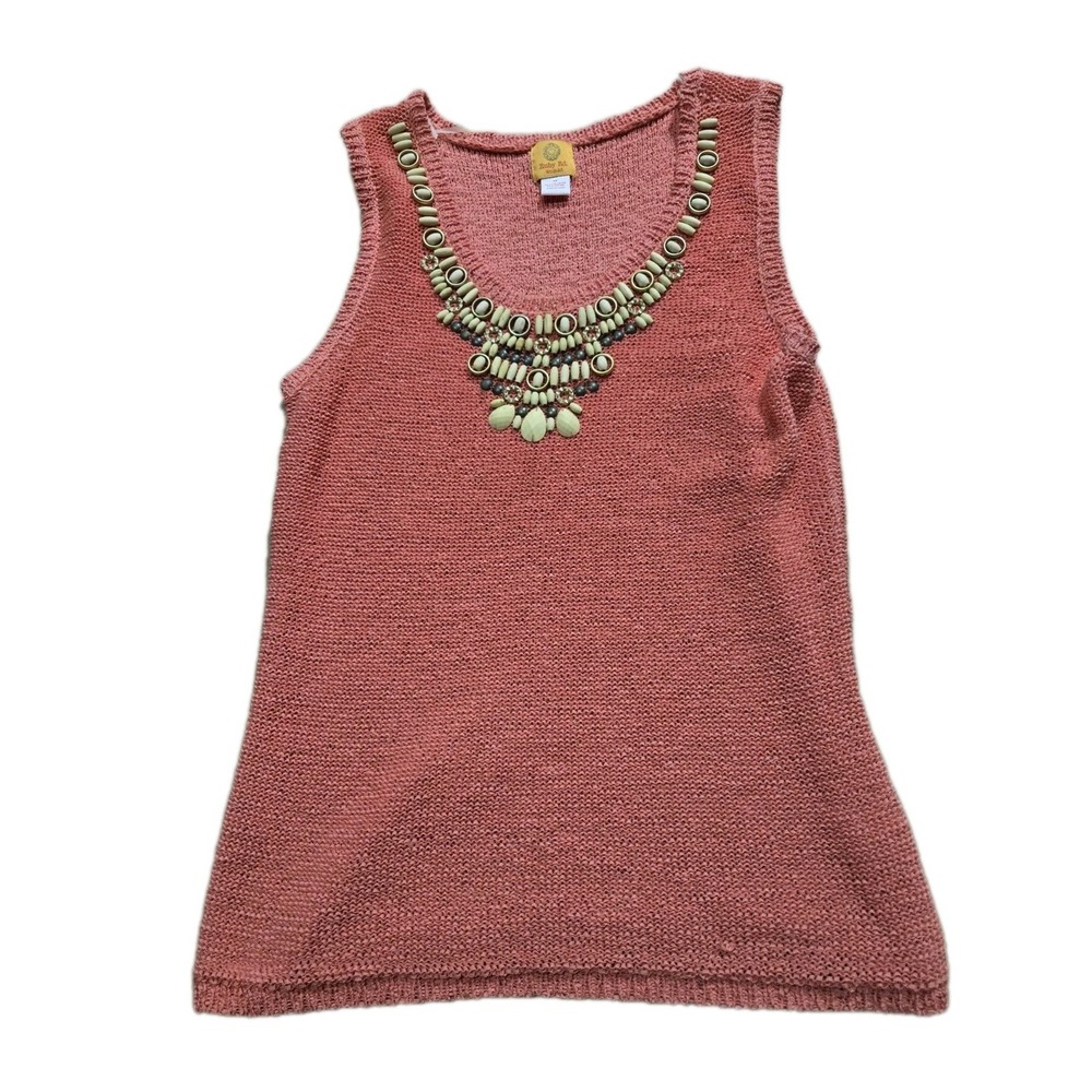 Ruby Rd Womens‎ Coral Knitted Tank Beaded Shells Sz 1X